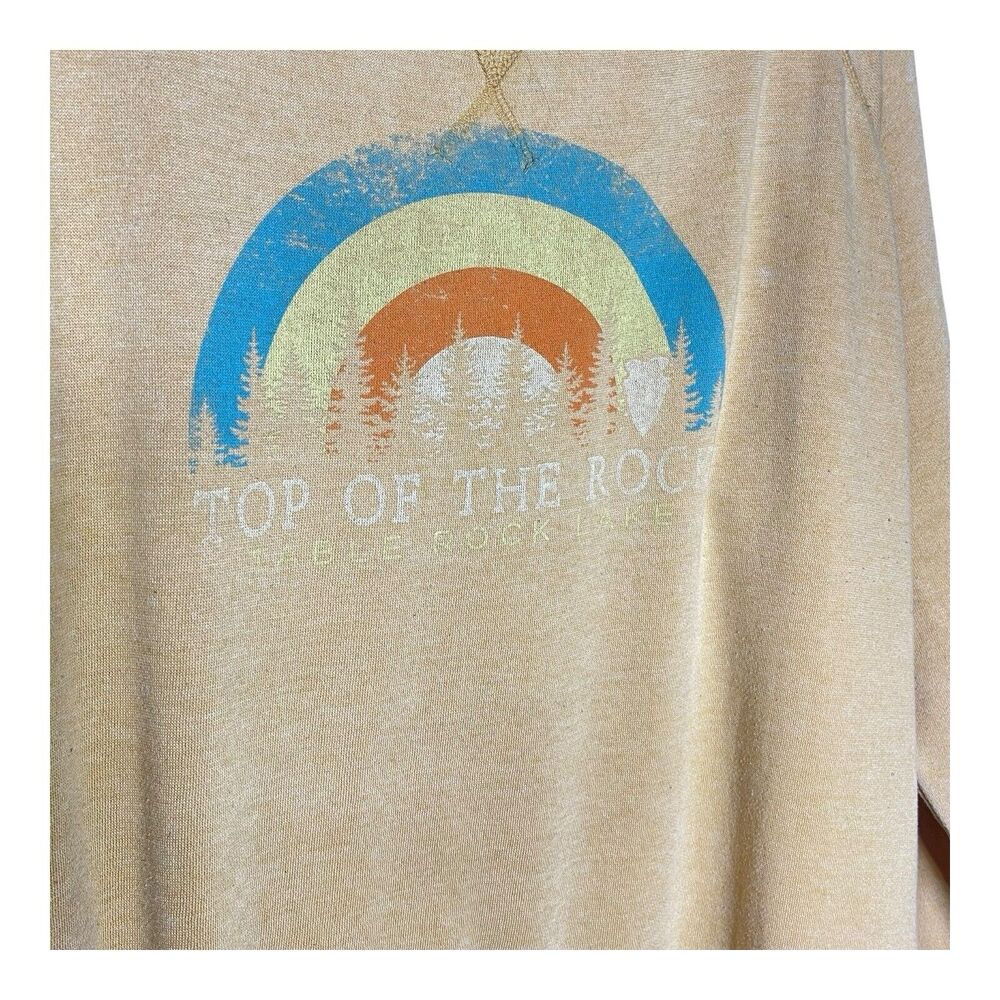 Blue 84 Sweatshirt Women's XXL Light Tan Retro Nature Graphic Table Rock Lake - Picture 4 of 11